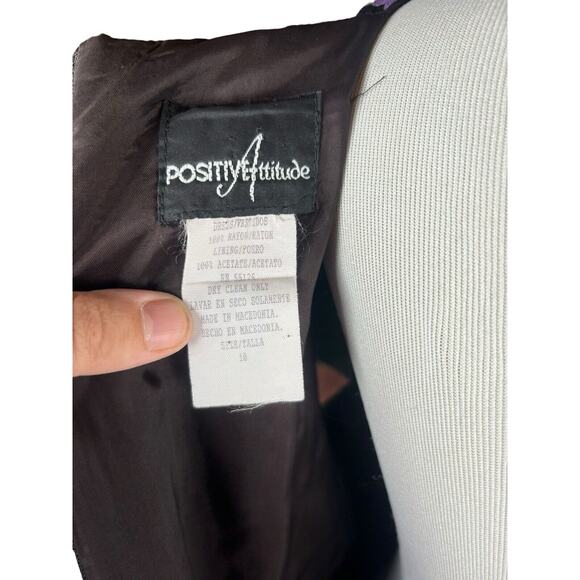 Y2K Floral Square Neck Above Knee Size 10 Positive Attitude Black Dress - Picture 5 of 7